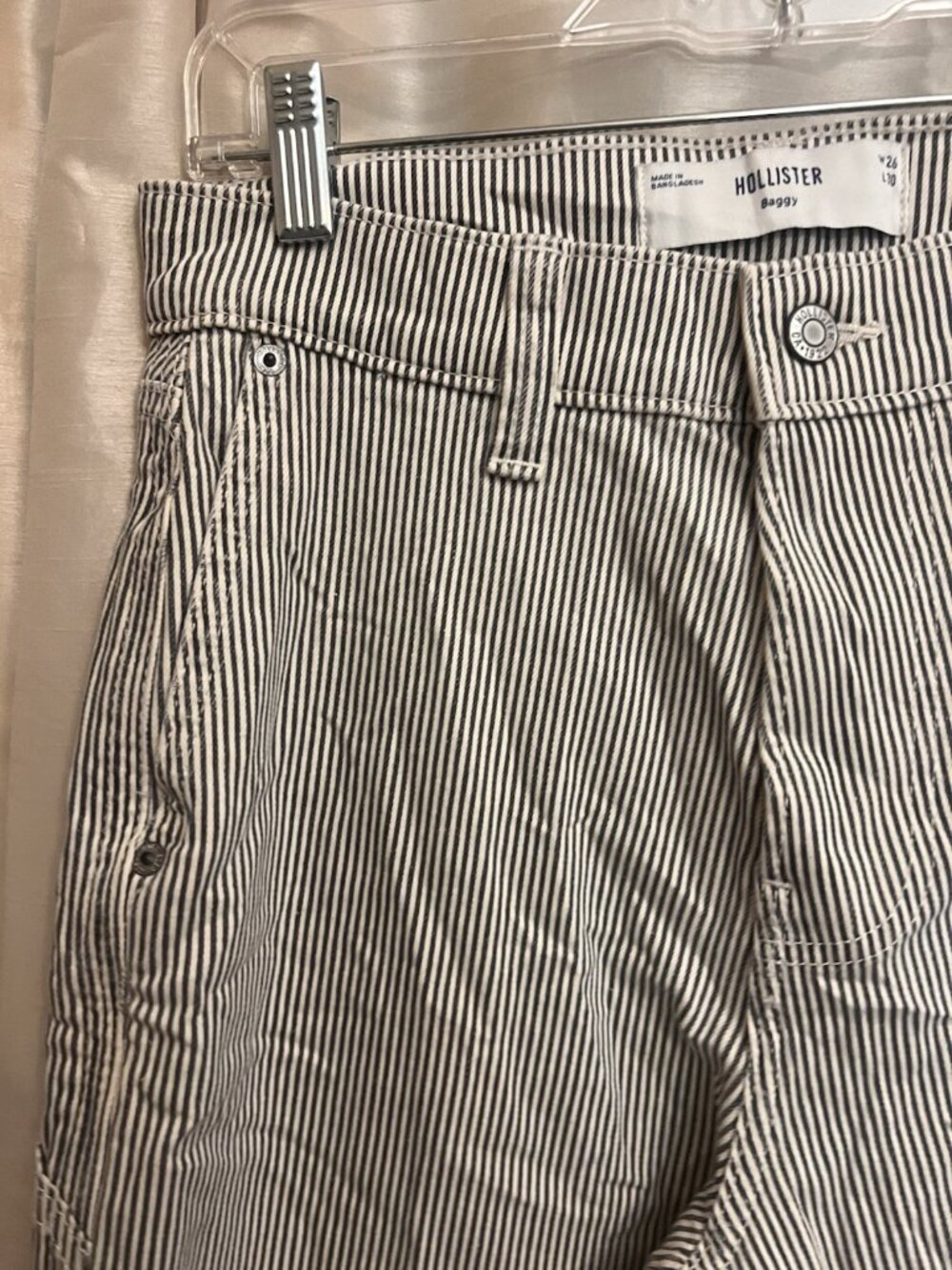 Hollister Baggy Hickory Stripe Carpenter Jeans Women's 26x30 Wide Leg.    Mm